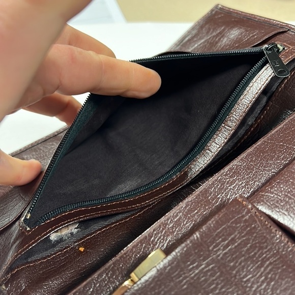 Vintage Beaded and Leather Long Clutch Bag Wallet - Picture 14 of 15